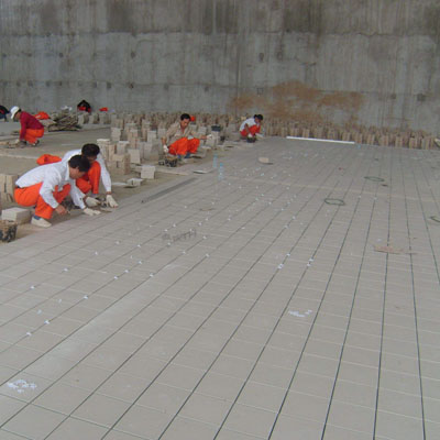 耐酸磚施工現場